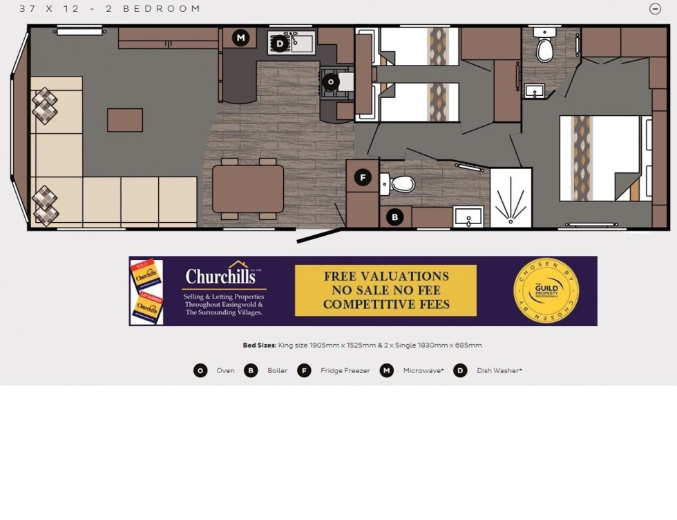 Floorplan for Daisy Lane, White Rose Holiday Park, Hutton Sessay